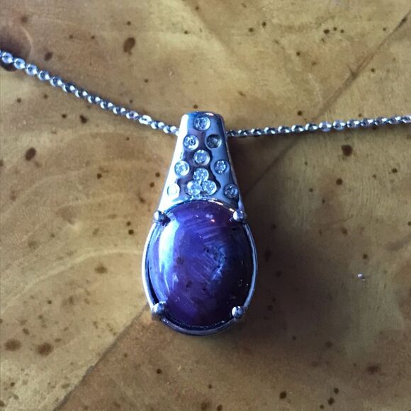 Natural Star Ruby Sterling Silver Necklace - Picture 9 of 11